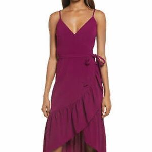 NWT Dress the Population Delphine Crepe Wrap Midi Dress